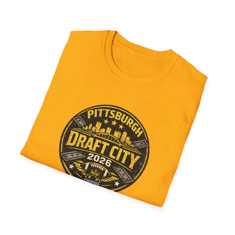 NFL Draft City 2026 T-Shirt — Pittsburgh Skyline Football Fan Tee