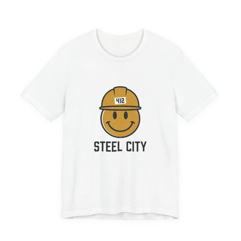 Pittsburgh Steel City 412 Smiley Hardhat Tee