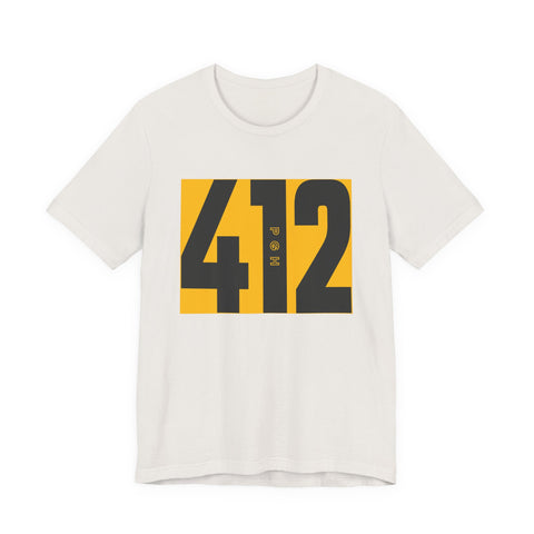412 Bold Number T‑Shirt — Retro Yellow & Black City Area Code Tee