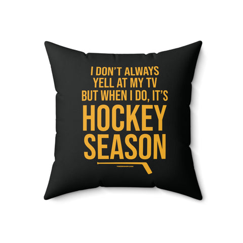 Pittsburgh Hockey Black & Yellow Square Pillow Home Decor Printify