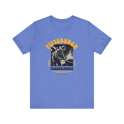 Pittsburgh Steel Legacy: Forging History T-Shirt T-Shirt Printify Heather Columbia Blue S 