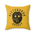 Pittsburgh Hockey Yellow & Black Square Pillow Home Decor Printify 20" × 20"