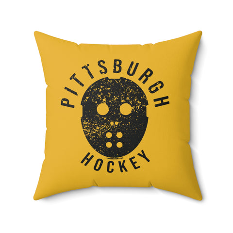 Pittsburgh Hockey Yellow & Black Square Pillow Home Decor Printify 20" × 20"