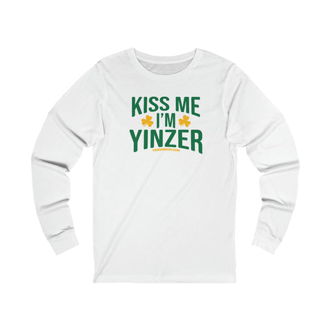 Kiss Me, I'm Yinzer - St. Patty's Day - Long Sleeve Tee Long-sleeve Printify XS White 
