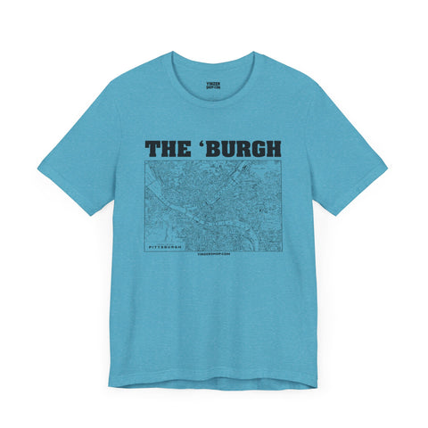 The 'Burgh Retro Map   - Short Sleeve Tee T-Shirt Printify Heather Aqua S 