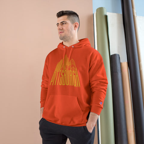 Pittsburgh Glass Building - Champion Hoodie Hoodie Printify   