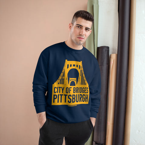 Pittsburgh, City of Bridges - Champion Crewneck Sweatshirt Sweatshirt Printify   