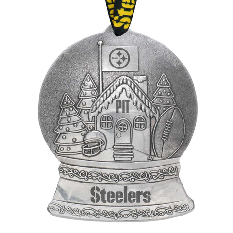 Pittsburgh Steelers Gingerbread Football Fan House Snow Globe Ornament