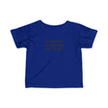 Royal blue Cleveland Smells Like My Diaper infant t-shirt with dark text, unisex and humorous baby clothing.