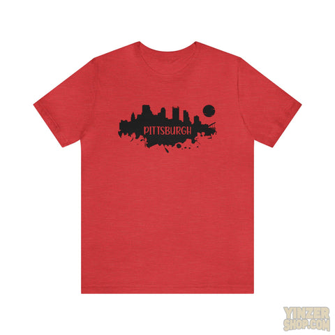 Pittsburgh Splash Skyline T-Shirt  - Unisex bella+canvas 3001 T-Shirt Printify Heather Red S 