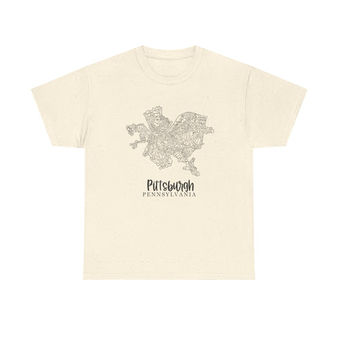 Pittsburgh Topo Word Map Graphic Gildan Unisex Heavy Cotton Tee