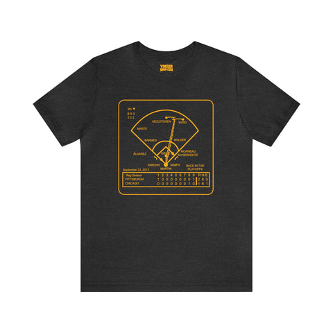 Famous Pittsburgh Sports Plays - September 23, 2013 - Back In the Playoffs - Short Sleeve Tee T-Shirt Printify Dark Grey Heather S 