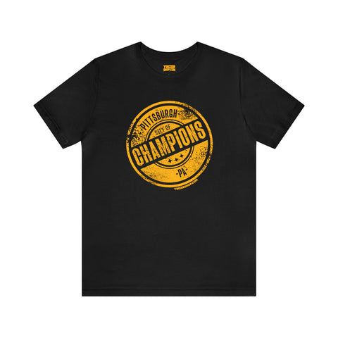 Stamp Series - City of Champions - Short Sleeve Tee T-Shirt Printify Black S 