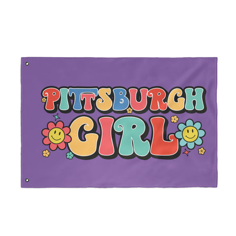 Retro Pittsburgh Girl - Double Sided Flag