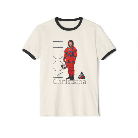 Astronaut Graphic Ringer T-Shirt — 'Koch/Christiana' Retro Space Crew Tee Artemis 2