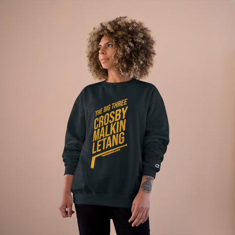 The Big Three - Crosby, Malkin, Letang - Hockey - Champion Crewneck Sweatshirt Sweatshirt Printify   