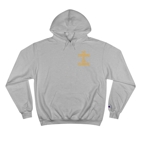 The Standard Is The Standard - Print on BACK - Champion Hoodie Hoodie Printify Light Steel S 