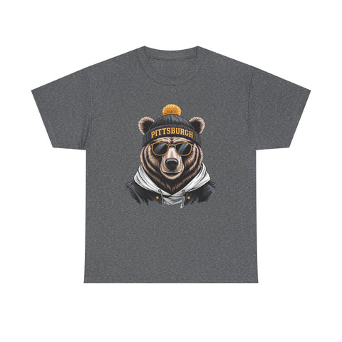 Pittsburgh Game Day Bear - Unisex Heavy Cotton Tee