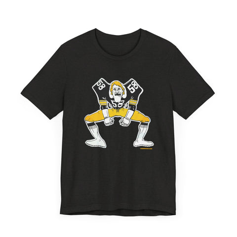 Pittsburgh Football Linebacker Cartoon -  Short Sleeve Tee T-Shirt Printify Black Heather XS 