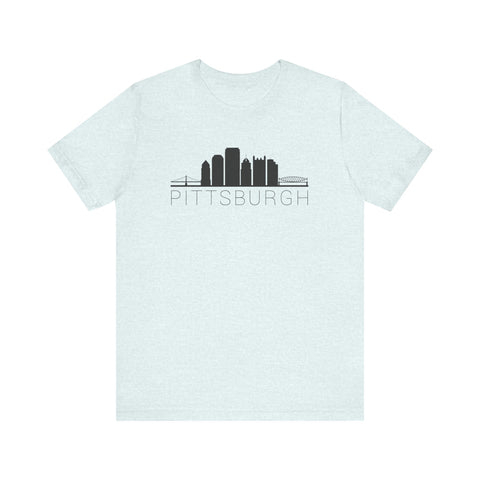 Pittsburgh Downtown Skyline Simplistic Design T-Shirt  - Unisex bella+canvas 3001 T-Shirt Printify Heather Ice Blue S 