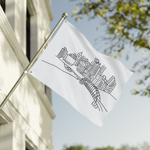 Pittsburgh Cartoon Skyline - Double Sided Flag
