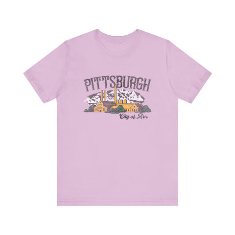 Pittsburgh City of Iron Vintage Logo - Short Sleeve Tee T-Shirt Printify Lilac XS