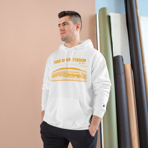 Three Rivers Stadium - Retro Schematic - Champion Hoodie Hoodie Printify   