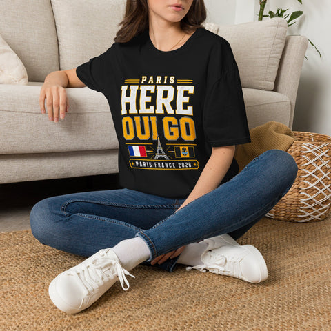 Paris Here Oui Go ( Here We Go ) T-Shirt | Pittsburgh Black & Gold | Gildan Softstyle Shirt