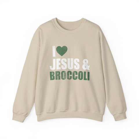 I Love Jesus and Broccoli - Heavy Blend™ Crewneck Sweatshirt