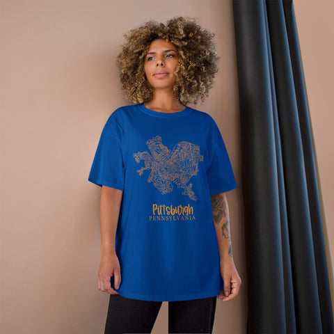 Pittsburgh Topo Word Map Graphic Champion T-shirt