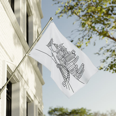 Pittsburgh Cartoon Skyline - Double Sided Flag