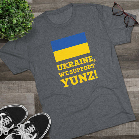 Ukraine, We Support Yunz! - Tri-Blend Crew Tee T-Shirt Printify   