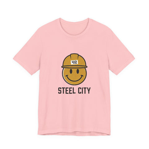 Pittsburgh Steel City 412 Smiley Hardhat Tee