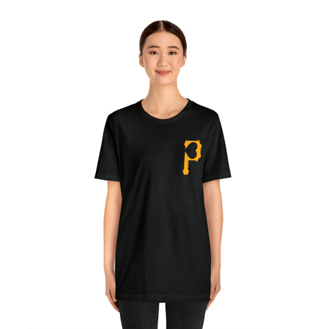 Heart of Pittsburgh - P for Pittsburgh Series - PRINT ON BACK - Short Sleeve Tee T-Shirt Printify   