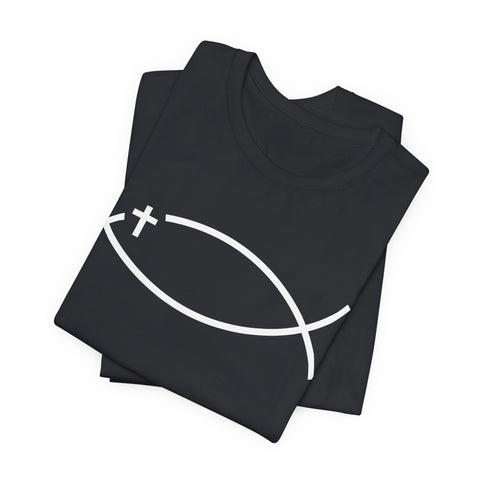 Christianity Cross Fish Symbol - Unisex Jersey Short Sleeve Tee