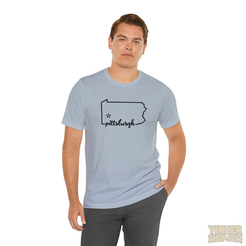 Pittsburgh the Star of Pennsylvania Short Sleeve T-Shirt  - Unisex bella+canvas 3001 T-Shirt Printify   