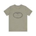 Pittsburgh Border Stamp - Short Sleeve T-Shirt in heather military green with black stamp print, perfect for casual slim fit fashion and fast delivery.