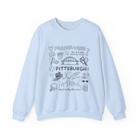 Pittsburgh Doodle Collage - Heavy Blend™ Crewneck Sweatshirt