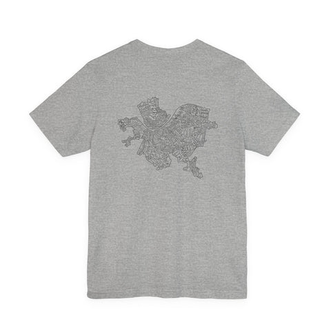Pittsburgh Map (Print on Back) - Unisex Jersey Short Sleeve Tee