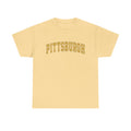 Light yellow Vintage Classic Pittsburgh tee in unisex fit, featuring bold collegiate-style text and soft cotton fabric.