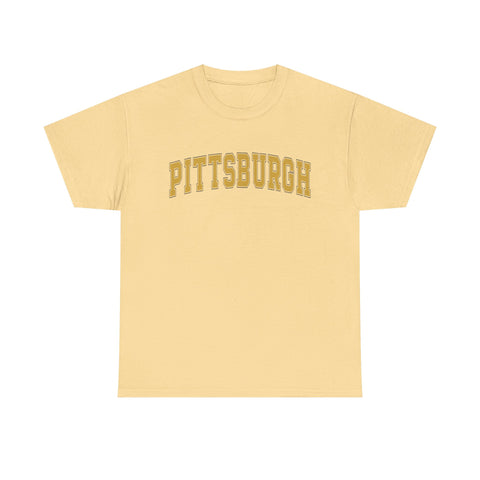 Light yellow Vintage Classic Pittsburgh tee in unisex fit, featuring bold collegiate-style text and soft cotton fabric.