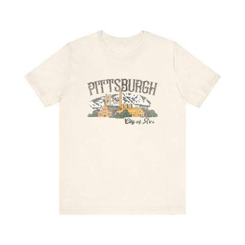 Pittsburgh City of Iron Vintage Logo - Short Sleeve Tee T-Shirt Printify Natural S 