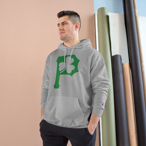 St. Patty's Day Clover - P is for Pittsburgh Series - Champion Hoodie Hoodie Printify   