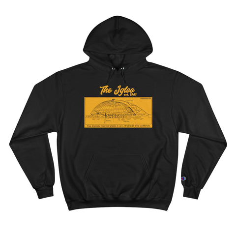 The Igloo - EST 1961 - Civic Arena - Retro Schematic - Champion Hoodie Hoodie Printify Black S 