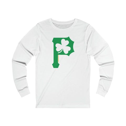 St. Patty's Day Shamrock- P for Pittsburgh Series - Long Sleeve Tee Long-sleeve Printify XS White 