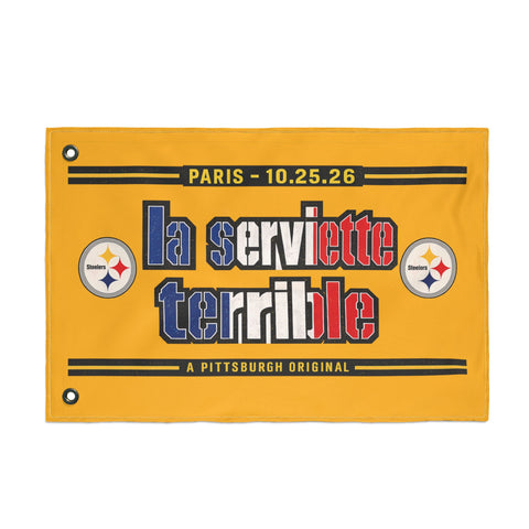 Pittsburgh Steelers French Flag Towel – "La Serviette Terrible" - Double Sided Flag