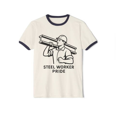 Steel Worker Pride - Unisex Cotton Ringer T-Shirt