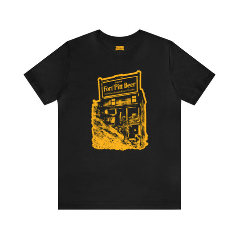 Fort Pitt Beer Building - Retro - Short Sleeve Tee T-Shirt Printify Black S 