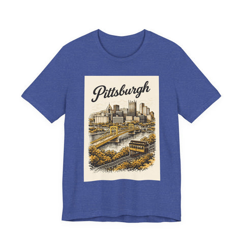 Vintage Pittsburgh Poster - Unisex Jersey Short Sleeve Tee