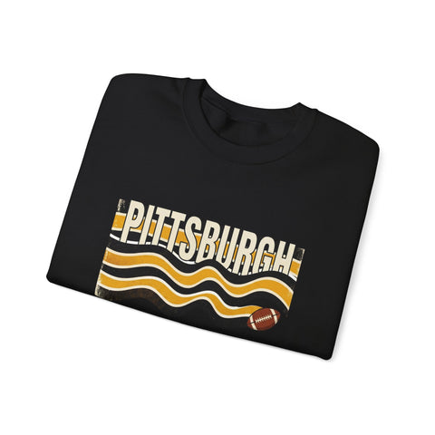 Pittsburgh Wavy Football Crewneck Sweatshirt